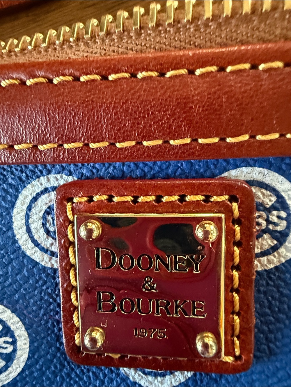 Dooney & Bourke Blue and Brownish Cubs Logo Wristlet NWOT - Picture 2 of 5